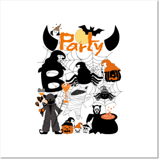 Cat Party Halloween Posters and Art